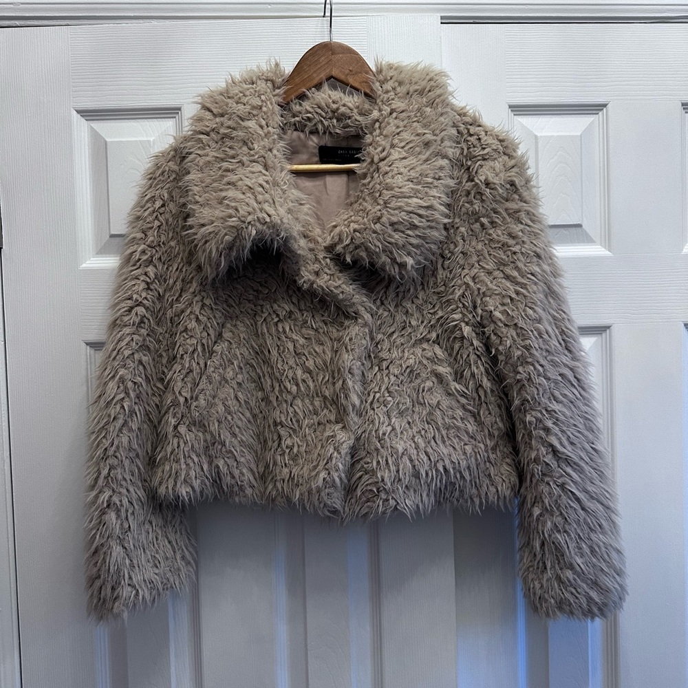 Zara Faux Fur Cropped Jacket